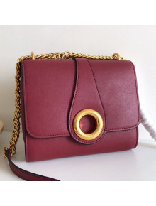Burberry Small Leather Round Ring Shoulder Bag Burgundy 2019
