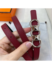 Hermes Mini Constance Reversible Leather Belt 13mm Burgundy 2021