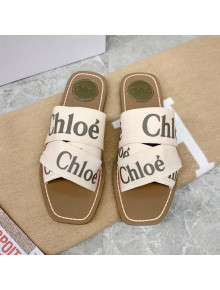 Chloe Logo Canvas Strap Flat Slide Sandals Green 2021