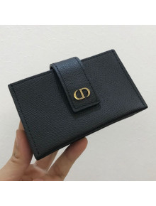 Dior 30 Montaigne CD 5-Gusset Card Holder in Black Grained Calfskin 2020