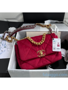Chanel Velvet  Chanel 19 Small Flap Bag AS1160 Amaranth 2020