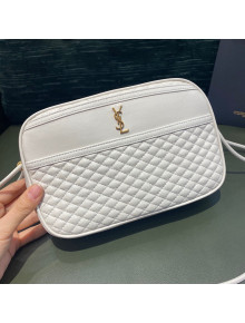 Saint Laurent Victoire Camera Bag in Quilted Calfskin 640990 White 2021