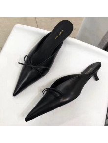 Balenciaga Lambskin Bowknot Knife Mules Black 2019