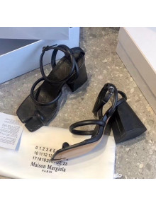 Maison Margiela Tabi Logo Embossed Leather Sandals Black 2020