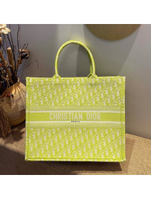 Dior Large Book Tote Bag in Lime Green Oblique Embroidered Canvas 2021 M1286 