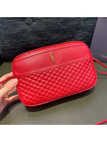 Saint Laurent Victoire Camera Bag in Quilted Calfskin 640990 Red 2021