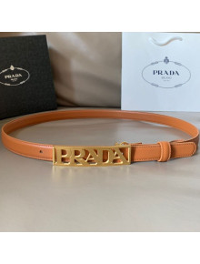 Prada Smooth Calfskin Belt with PRADA Buckle Brown 2021