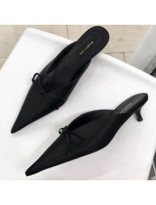 Balenciaga Satin Bowknot Knife Mules Black 2019