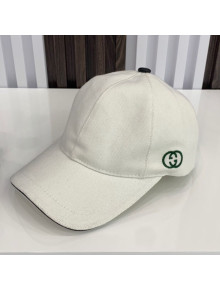 Gucci Canvas Baseball Hat with Double G White 2021