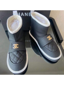 Chanel Soft Calfskin Ankle Short Boots with CC Buckle Dark Gray 2021  