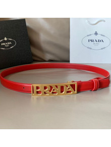 Prada Smooth Calfskin Belt with PRADA Buckle Red 2021