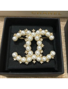Chanel Pearl CC Brooch 28 White 2020