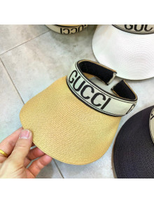 Gucci Straw Visor Hat with Gucci Band Khaki 2021