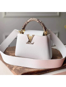 Louis Vuitton Taurillon & Python Leather Capucines MIni Top Handle Bag N97400 White