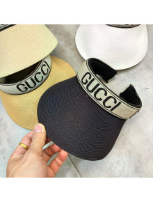 Gucci Straw Visor Hat with Gucci Band Black 2021