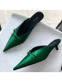 Balenciaga Satin Bowknot Knife Mules Green 2019