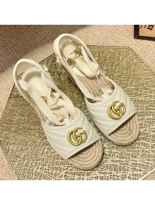Gucci GG Lambskin Wedge Sandals 10cm White 2021 02