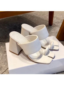 Maison Margiela Tabi Logo Embossed Leather Wide Strap Sandals White 2020