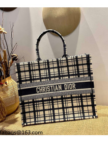 Dior Large Book Tote Bag in Blue Check'n'Dior Embroidery 2021 M1286 
