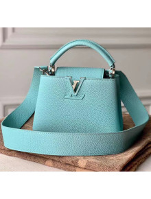 Louis Vuitton Taurillon Leather Capucines MIni Top Handle Bag M56071 Turquoise 