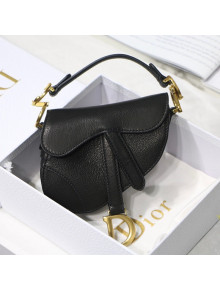 Dior Micro Saddle Bag in Black Goatskin 2021 M6008