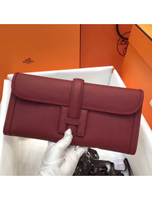 Hermes Jige Elan 29 Epsom Leather Clutch Bag Deep Red 2019