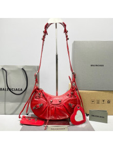 Balenciaga Le Cagole Lambskin XS Shoulder Bag Red/Aged Silver 2021