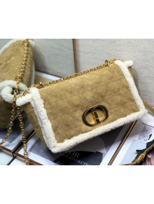Dior 30 Montaigne Bag in Suede and Shearling Wool Camel Brown/White 2020