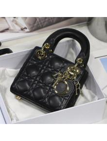 Dior Micro Lady Dior Bag in Black Cannage Lambskin 2021 M6007 