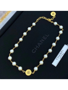 Chanel Pearl Button Short Necklace 2020