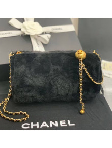 Chanel Fur Small Bowling Bag with Metal Ball AS1899 Black 2020