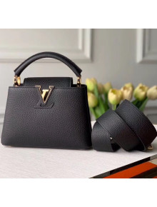 Louis Vuitton Taurillon Leather Capucines MIni Top Handle Bag M56071 Black