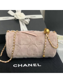 Chanel Fur Small Bowling Bag with Metal Ball AS1899 Pink 2020