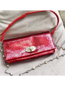 Miu Miu Crystal Sequin Shoulder Bag 5BD233 Red 2019