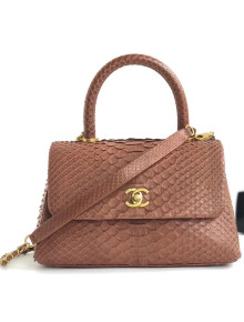 Chanel Python Leather Coco Handle Mini Bag Camel 2018
