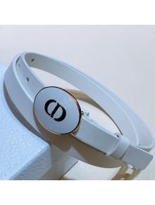 Dior Leather Belt 1.5cm with CD Round Buckle White 2021