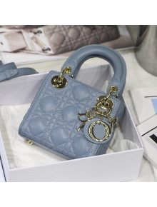 Dior Micro Lady Dior Bag in Cloud Blue Cannage Lambskin 2021 M6007 