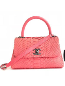 Chanel Python Leather Coco Handle Mini Bag Rosy 2018
