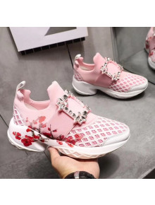 Roger Vivier Viv' Run Strass Flower Print Sneakers Pink 2020