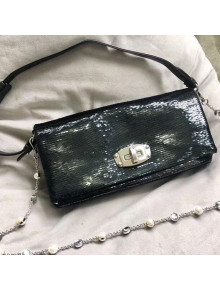 Miu Miu Crystal Sequin Shoulder Bag 5BD233 Black 2019