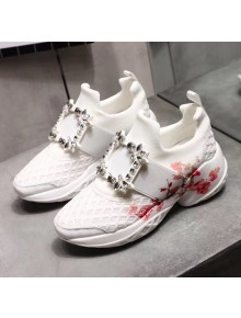 Roger Vivier Viv' Run Strass Flower Print Sneakers White 2020
