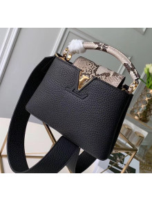Louis Vuitton Taurillon & Python Leather Capucines MIni Top Handle Bag N95509 Black 2020