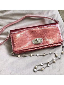 Miu Miu Crystal Sequin Shoulder Bag 5BD233 Pink 2019