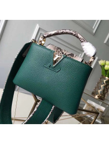 Louis Vuitton Taurillon & Python Leather Capucines MIni Top Handle Bag N95509 Green 2020