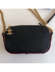 Chanel Quilted Calfskin Button Side Camera Case Bag A57574 Black 2019