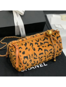 Chanel Leopard Print Small Bowling Bag with Metal Ball AS1899 Yellow 2020