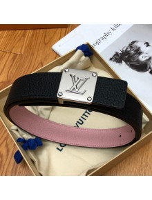 Louis Vuitton Reversible Leather Belt 3cm with Square Buckle Black/Pink 2021
