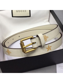 Gucci Belt with Bees and Stars Print 20mm 576178 White 2019