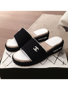 Chanel Tweed Platform Mule Slide Sandals White 2020