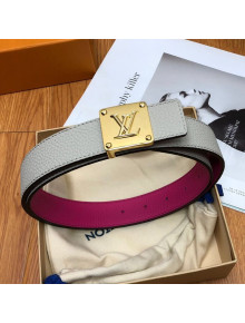 Louis Vuitton Reversible Leather Belt 3cm with Square Buckle Grey/Pink 2021